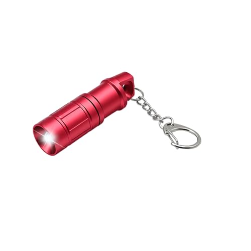 Image of Super Mini Small Tiny Keychain Flashlight, Smallest Bright Key Ring Light Torch for EDC Emergency Dog Walking Sleeping Reading Gift for Student Kids or Parents (e1-alu alloy Red)