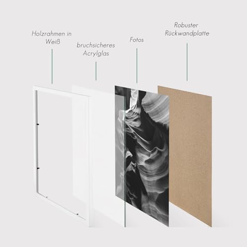 VUVUZULA Bilderrahmen 40x60cm Weiß Holz 3er Set Holzrahmen Weiss Fotorahmen MDF Rahmen – Ansicht 5