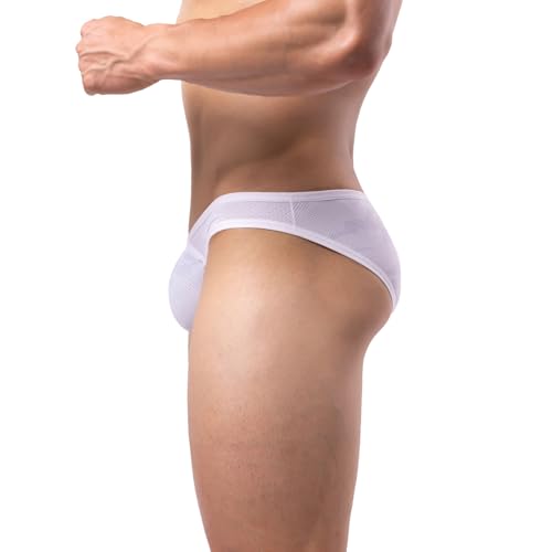 Summer Code Mens Bikini Briefs Bulge Pouch Underwear Breathable Micro Mesh Briefs Undies Low Rise Cut with Pouch Underpants