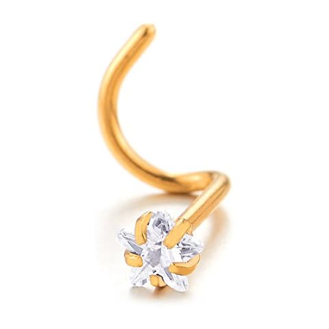 Piercing de Nariz Estrella Oro COOLSTEELANDBEYOND con Circonio Cúbico Cover