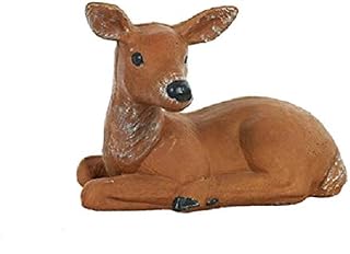 Resting Fawn Stone Statue 12in Tall Lifelike Hand Painted