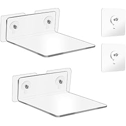 Estanteria Billy Pequeña WLLHYF Mini estante de pared de acrílico, paquete de 2 estantes flotantes de 4 pulgadas, ondulación de agua, transparente, decoración de almacenamiento, repisas de exhibición, pequeñas repisas