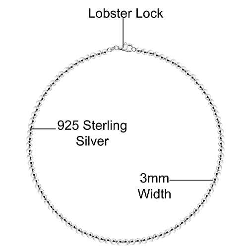 Savlano 925 Sterling Silver 3MM, 4MM Handmade Bead Ball Strand Chain Bracelet With Gift Box - Made in Italy2