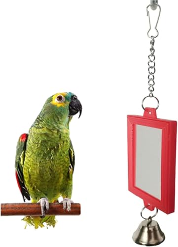 Mooff Pet Bird Mirror with Bell Interactive Parrot Toys for Budgies Parakeets Conures, Pet Supplies (1Pc Random Color) - Image 8