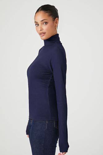 Image of Emmalise Womens Turtleneck Top Long Sleeves Fitted Ribbed Top