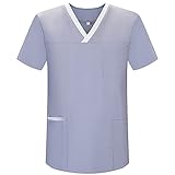 PESO:190G/M2 MISEMIYA - Casaca Unisex MÉDICO Enfermera Uniforme Limpieza Laboral ESTÉTICA Dentista Veterinaria Sanitario HOSTELERÍA - Ref.G713 - S, Gris Claro