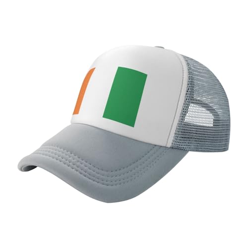 Drapeau de la Côte d'Ivoire Imprimé Casquette de baseball en maille noire Chapeau de soleil Convient pour le fitness, la randonnée et les voyages, gris, Taille unique