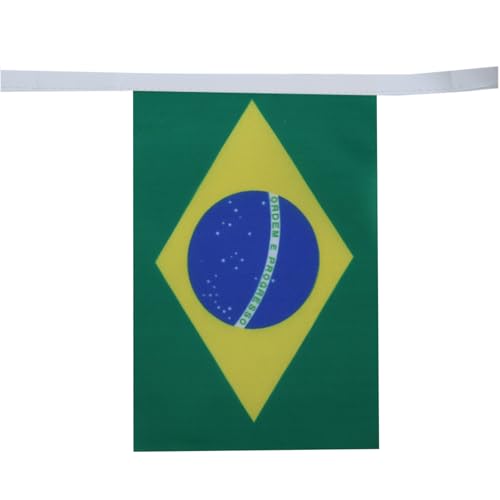Image of AZ FLAG Brazil 6 meters BUNTING Flag 20 flags 9'' x 6'' - Brazilian STRING flags 15 x 21 cm