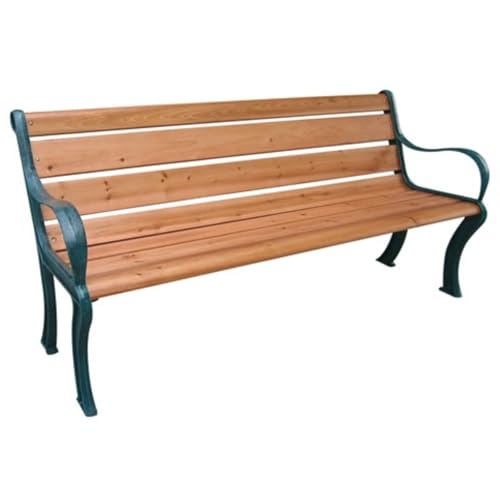 EffeDecor - Panchina da Esterno 3 Posti Struttura in Ghisa Seduta Doghe in Legno Naturale Panca da Giardino Design Moderno Resistente agli Agenti Atmosferici (Junior - 55x126xH77 cm)