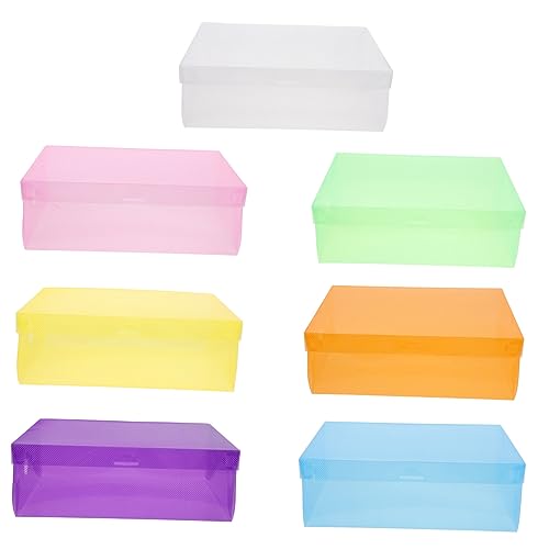 Healifty 7 pièces Boîtes Chaussures Transparentes Empilables Couleurs Boîte Rangement Chaussures Robuste Plastique avec Couvercle Rabattable Organiseur Gain de Place pour Homme et Femme