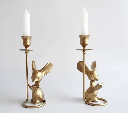 Mouse Reading Candle Holders