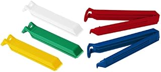 Fackelmann Zestaw klipsów do toreb 4,5 cala 5 sztuk PP, biały/zielony/żółty/niebieski/czerwony, 11 x 7,9 x 1,8 cm