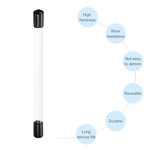 Image of PATIKIL Clear Rigid Tube Round Plastic Tubing with Black Rubber Caps Polycarbonate Water Pipe, 305mm / 12 Inch Length, 10mmx11mm /0.4 inchx0.43 inch, 1 Set