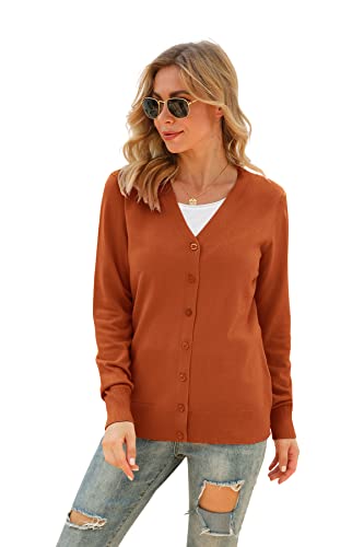 Image of VIISHOW Women Long Sleeve Button Down V Neck Lightweight Basic Knit Sweater Cardigan