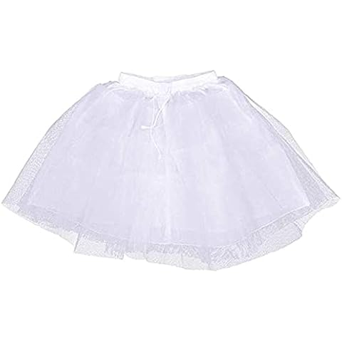 METEMEI Girl Hoopless Petticoat Crinoline with 3 Layers Wedding Flower Girl Slip Underskirt for Kids (Medium, White) Cover