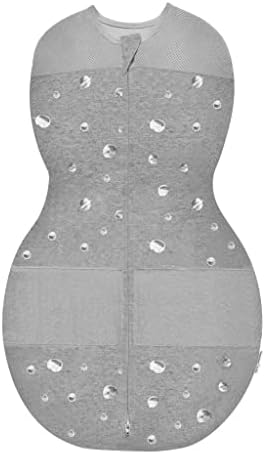 Happiest Baby Sleepea 5-Second Swaddle - 100% Organic Cotton Baby Swaddle Blanket - Doctor Designed Promotes Healthy Hip Development (Graphite Planets, Medium)