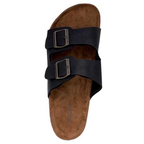 Image of Nautica Men's Sandals - Casual Slides with 2 Adjustable Buckle Straps and Cork Footbed for Ultimate Comfort and Style (Regular /Wide Width, Big Size)