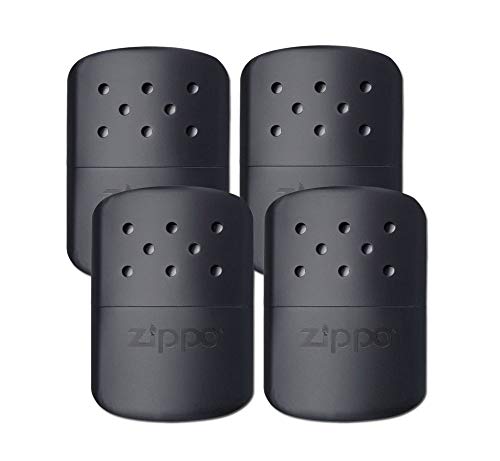 Zippo set of 4 POLISHED BLACK Refillable Deluxe Hand Warmer w/ Pouch