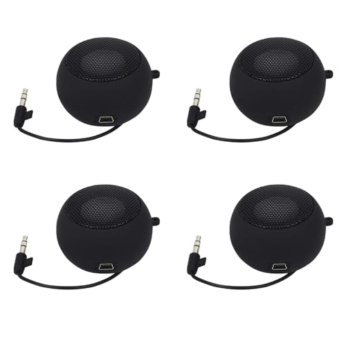 Altavoz portátil de viaje con cable auxiliar de 3.5 mm y mini altavoces recargables pack de 4