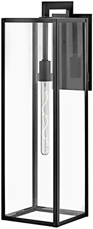 Hinkley Max Large Wall Mount Outdoor Lantern - Estate Series, 1-Light, Transitional Style, Bulb Included, Clear Glass, Aluminum - Black Finish