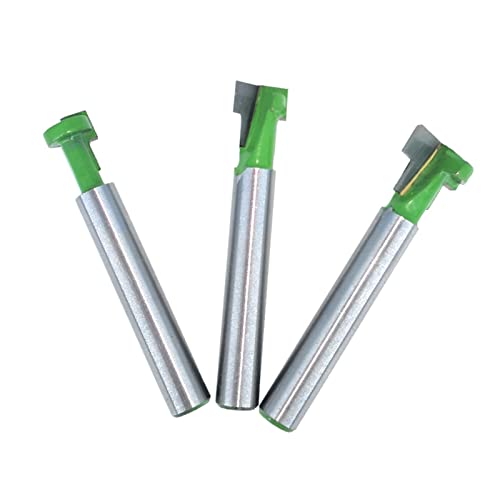 ERYUE Juego de Brocas para Enrutador de Cerradura, Larga Vida útil, 6,35mm, Diámetro Hoja 3/8 Pulgadas, Juego Fresas para Ranurar con Riel en T Pernos Hexagonales Madera Escena aplicable: Tapices