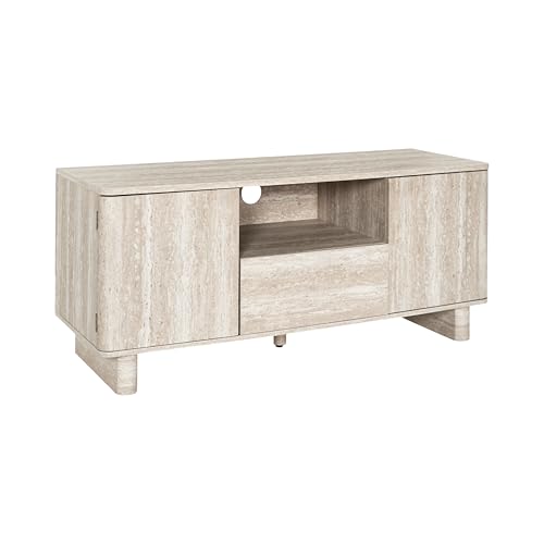HOME DECO FACTORY - HD7777 - Meuble TV Pietra avec Rangements Fermés et Niche Centrale - Design Sobre en Bois MDF - Idéal pour Équipements Multimédias -...
