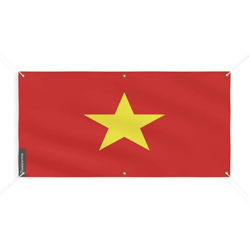 Drapeau du Viêt Nam 200x400cm en textile haut de gamme à 6 oeillets