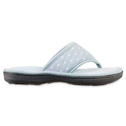 isotoner Womens Jersey Dot Ada Thong with Microterry Sock2