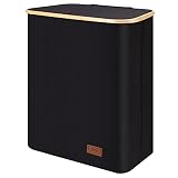 145L XXX-Large Laundry Hamper with Lid – DOFASAYI Foldable Laundry basket with Bamboo Handles, Grey