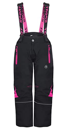 ZARMEXX SEZON Pantalon thermique pour enfant garçon et fille - Pantalon de snowboard - Pantalon de ski d'hiver - Pantalon de randonnée (2019 noir/rose, 164) Cover