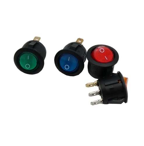 Bouton interrupteur 12V 16A rond encastrable 220V LED jaune x4