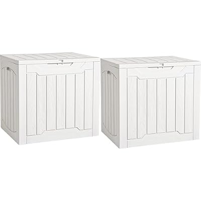 YITAHOME 31 Gallon Deck Boxes Set of 2, Lockable Outdoor Storage Bins for Patio Cushions, Garden Tools, Weather-Resistant Resin Storage Solution, White