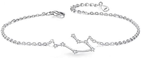 Clearine Women 925 Sterling Silver Wedding Bridal CZ Horoscope Zodiac 12 Constellation Astrology Link Bracelet