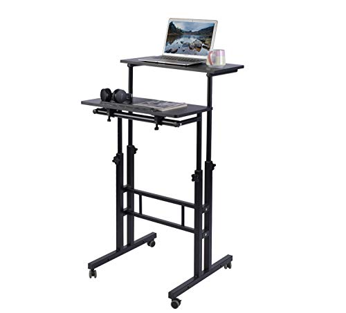 Aiz VC-ZS101-1B Mobile Standing Desk, Adjustable Computer Desk Rolling Laptop Cart thumb #7