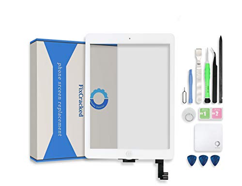 Fixcracked Touch Screen Replacement Parts Digitizer Glass Assembly for Ipad air 2st + Professional Tool Kit (white)