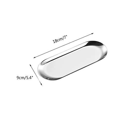 Svaitend Stainless Steel Decorative Tray, Set Of 1, Storage Organizer Trays, Jewelry Dish Cosmetics Organizer Bathroom Clutter Serving Platter Small Storage Tray, Oval (Small, Silver) #TOP1