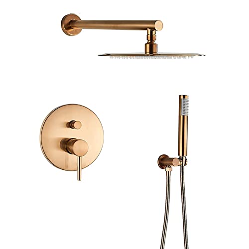 Colonne de douche or rose brossé avec ciel de pluie 25cm et douchette