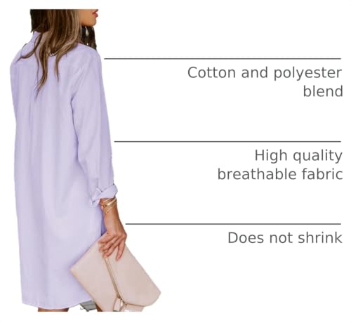 Image of Aoudery Womens Button Down Shirt Dresses with Pockets Cotton Button Up Tunics Long Sleeve Solid High Low Blouse Tops