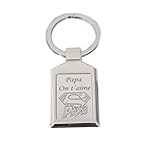 patrickgravure Llavero de metal rectangular grabado personalizado + nombre y dibujo a elegir, regalo ideal para el día del padre