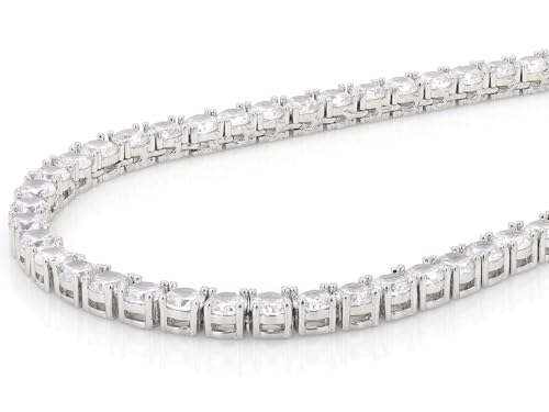 JTV 45.0 CTW White Cubic Zirconia Tennis Necklace for Women – Silver-Tone Brass – Brilliant-Cut Diamond Simulant Statement Jewelry – Elegant Gift for Special Occasions, (18-Inch)2