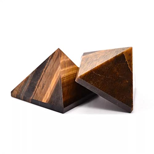 Pyramide oeil de tigre jaune pour décorer un bureau zen et moderne