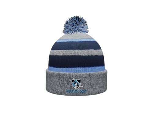 Sport Your Gear Johns Hopkins Blue Jays Prime Cuffed Fold Over Pom Pom Winter Knit Hat Beanie