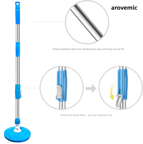 Image of Heavy Duty Stainless Steel Mop Stick with 360 Degree Swivel Head, Extendable Long Handle with 5 Years Warranty - Replacement Mop Pole for Floor Cleaning,Home & Office- Ergonomic Design (Blue)