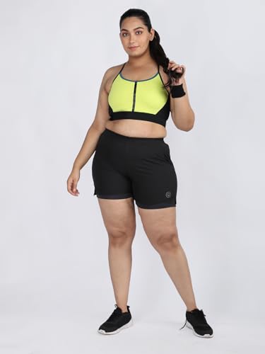 Image of CHKOKKO Sports Shorts for Women Running Gym Workout - Dry Fit Quick Dry Double Layer Inner Compression with Pockets | Breathable Lightweight Athletic Wear Above Knee BLKDARKGREY 3XL