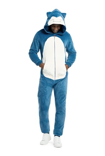 Opposuits Adult Unisex Snorlax Onesie - Pokmon One-piece Pajamas - Loose Fit - Including Pockets - Blue