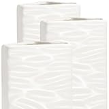com-four® 3x Luftbefeuchter Heizung - Heizkörper Luftbefeuchter mit Wellenmuster - Heizung Wasserverdunster aus Keramik im modernen Design (weiß - Wellen)
