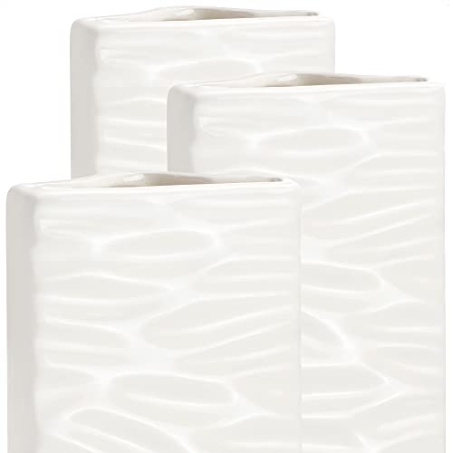 com-four® 3x Luftbefeuchter Heizung - Heizkörper Luftbefeuchter mit Wellenmuster - Heizung Wasserverdunster aus Keramik im modernen Design (weiß - Wellen)