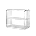 ミニ食器棚 食器棚 台所収納 2段 卓上キッチン 収納棚 キャビネット アクリル扉付き 便利 ひとり暮らし用 食器 オシャレ 大容量 防塵 組み立て式 多機能 整理用品 スリム 可動棚 カウンター上収納 ミニ カップ棚 (Small,ホワイト)