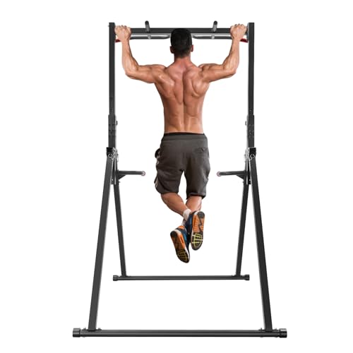 Triangular Pull Up Bar for Home Gym, 440 Lbs Capacity Adjustable Height Pull Up Station with Parallel Bars, Multi Function Training Equipment for Pull Ups, Dips, Leg Raises