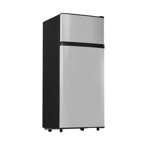 4.5 Cu.ft Mini Fridge with Freezer, Small Refrigerator with 2 Doors for Office, Kitchen, Dorm and Bedroom, Mini Refrigerator with Adjustable Shelves (Sliver）